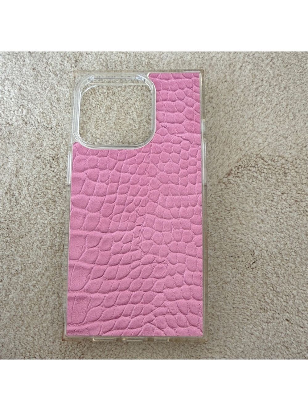 Flaunt iPhone 15 pro Pink Crocodile mag safe square faux leather Case